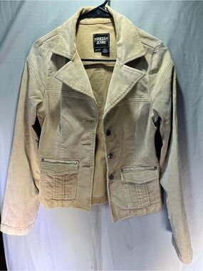 Y2K GUESS Jeans Stretch Corduroy Jacket Beige Cream Small S